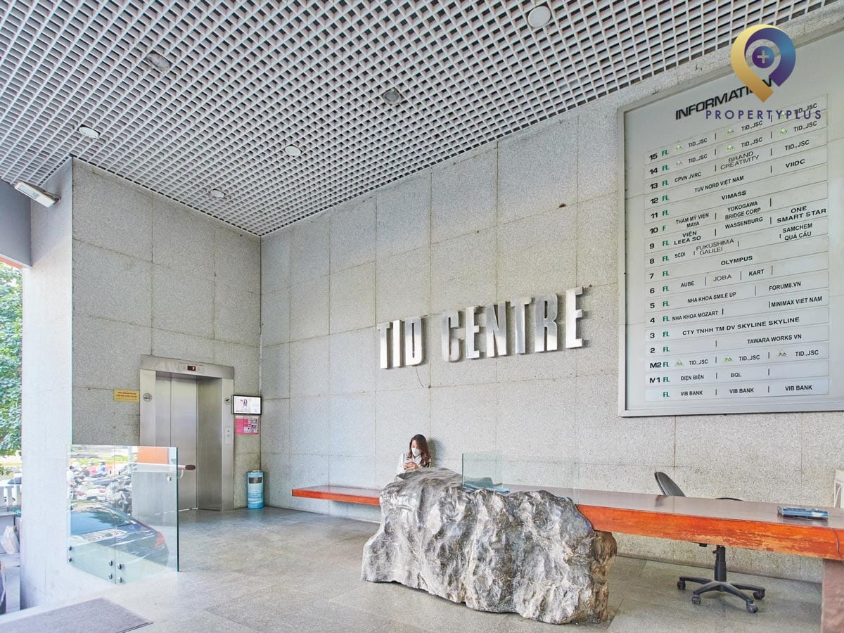 Lobby area on the first floor of TID-Centre office building with modern design.